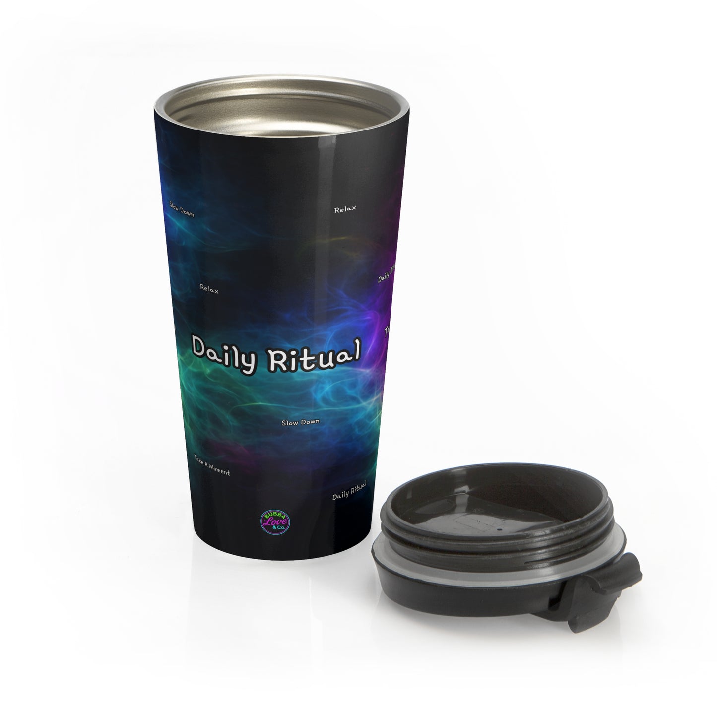 BLC - Daily Ritual Stainless Steel Travel Mug 15oz— Colorful Nebula Design