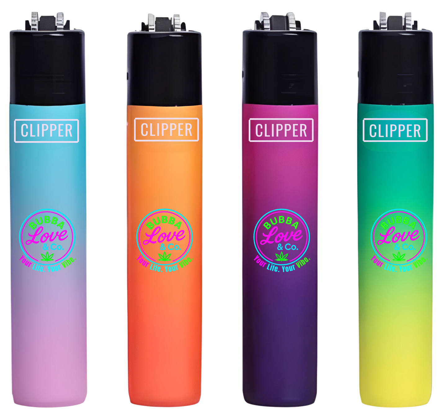 Bubba Love & Co. Gradient Micro Clipper Lighters – Collectible Neon Series